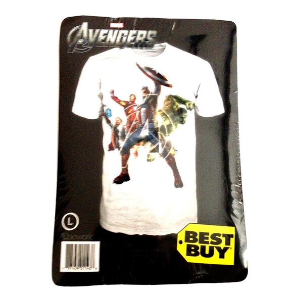 T-Shirt Marvel Size Med The Avengers White Captain America Best Buy 2012 New - Picture 1 of 2